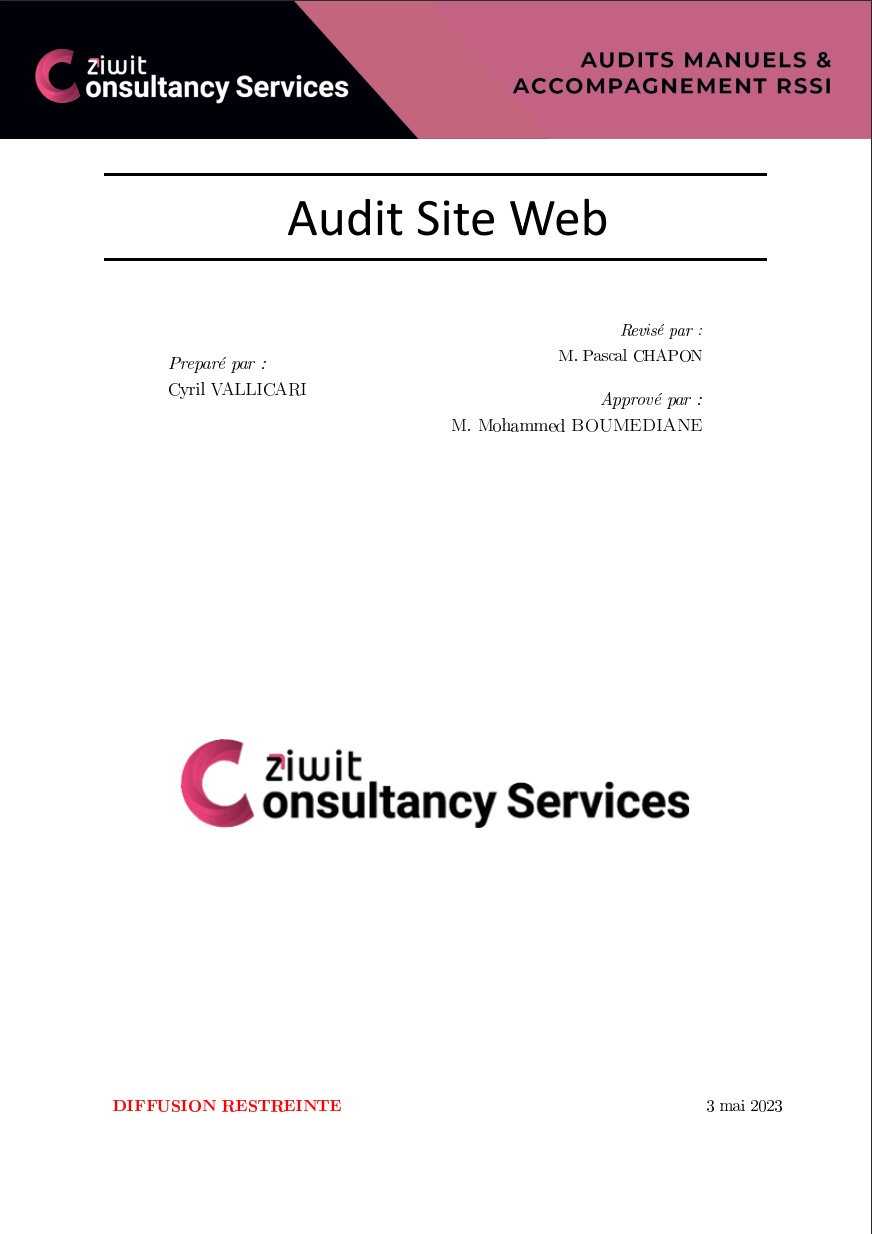 Rapport audit Sécurité Site Web
